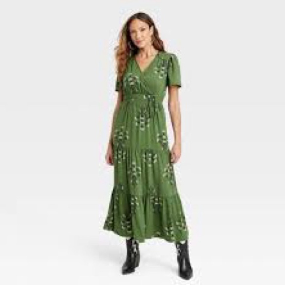 Knox Rose Green Tiered Maxi Dress - Size S